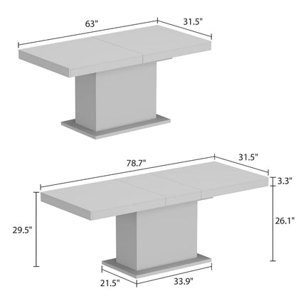 Table de salle à manger extensible avec plateau en bois et support pour ordinateur (noir/blanc)