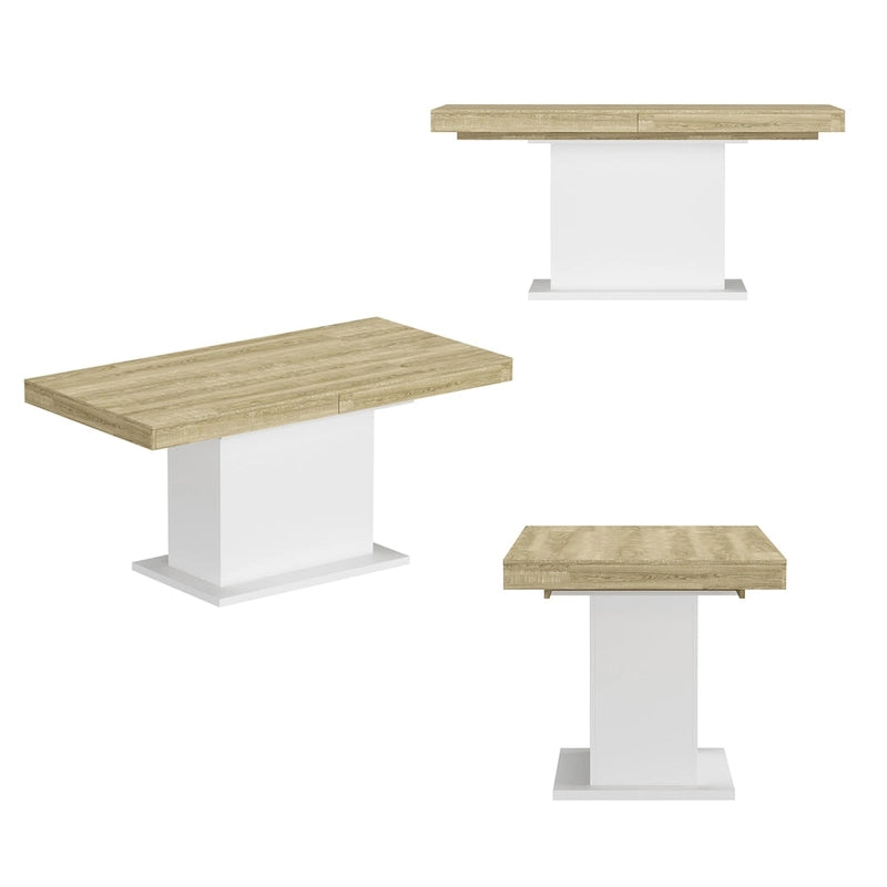 Table de salle à manger extensible avec plateau en bois et support pour ordinateur (noir/blanc)