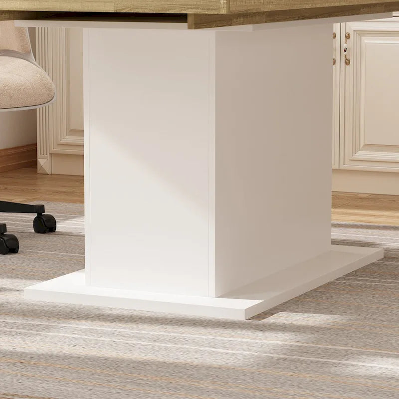 Table de salle à manger extensible avec plateau en bois et support pour ordinateur (noir/blanc)