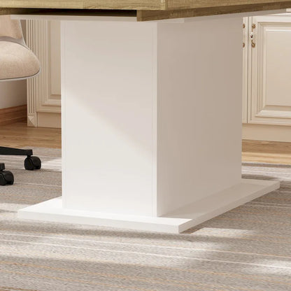 Table de salle à manger extensible avec plateau en bois et support pour ordinateur (noir/blanc)