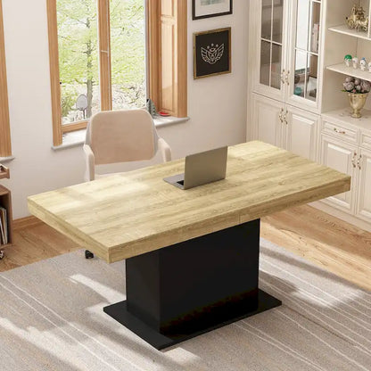 Table de salle à manger extensible avec plateau en bois et support pour ordinateur (noir/blanc)