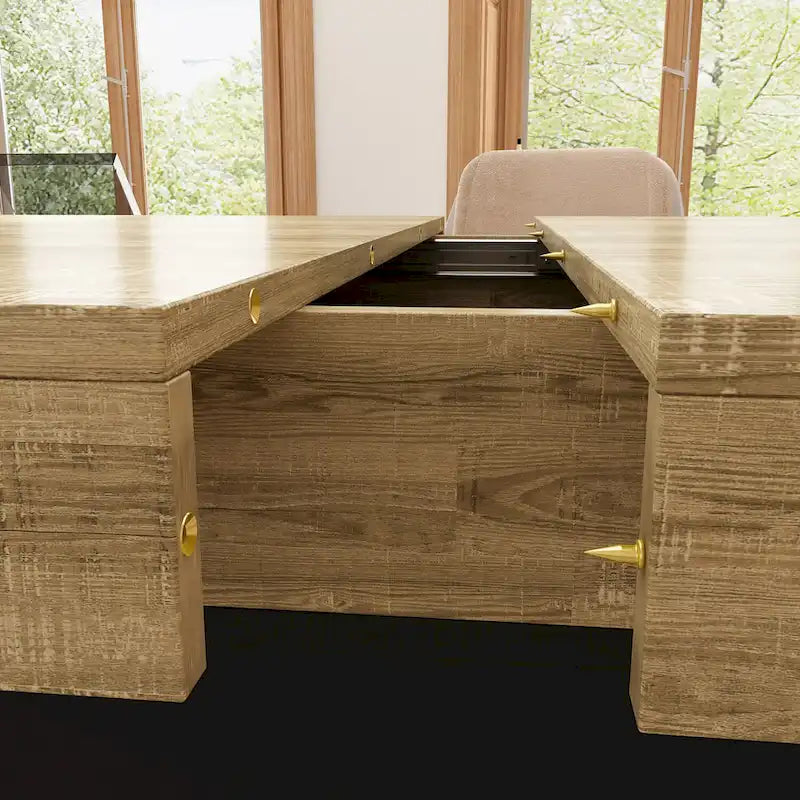 Table de salle à manger extensible avec plateau en bois et support pour ordinateur (noir/blanc)