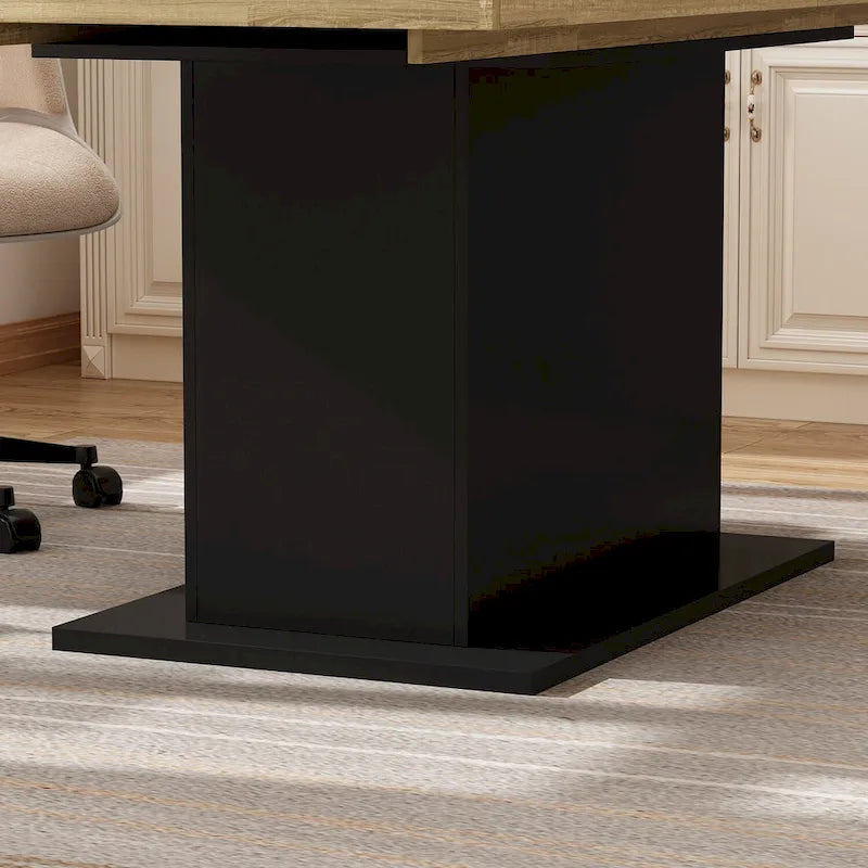 Table de salle à manger extensible avec plateau en bois et support pour ordinateur (noir/blanc)