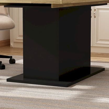 Table de salle à manger extensible avec plateau en bois et support pour ordinateur (noir/blanc)