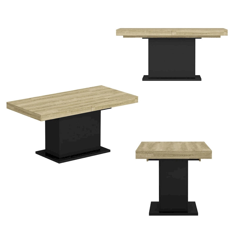 Table de salle à manger extensible avec plateau en bois et support pour ordinateur (noir/blanc)