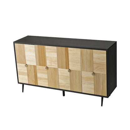 Armoire à 4 portes avec portes décoratives à effet sculpté