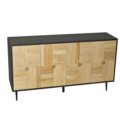 Armoire à 4 portes avec portes décoratives à effet sculpté