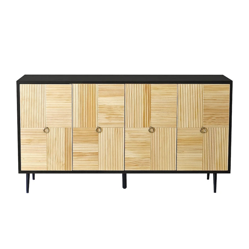 Armoire à 4 portes avec portes décoratives à effet sculpté