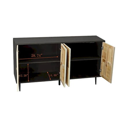 Armoire à 4 portes avec portes décoratives à effet sculpté