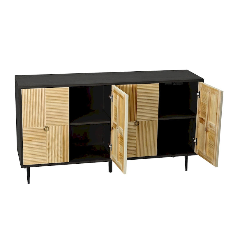 Armoire à 4 portes avec portes décoratives à effet sculpté