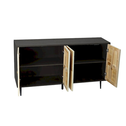 Armoire à 4 portes avec portes décoratives à effet sculpté