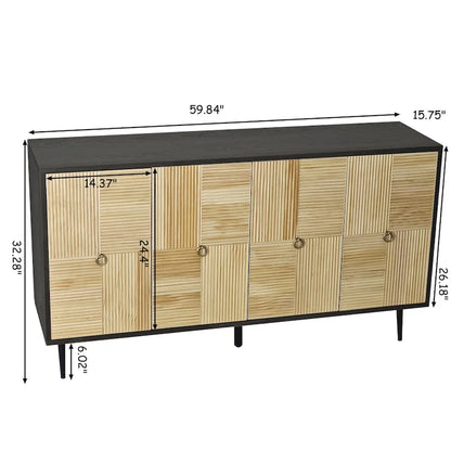Armoire à 4 portes avec portes décoratives à effet sculpté