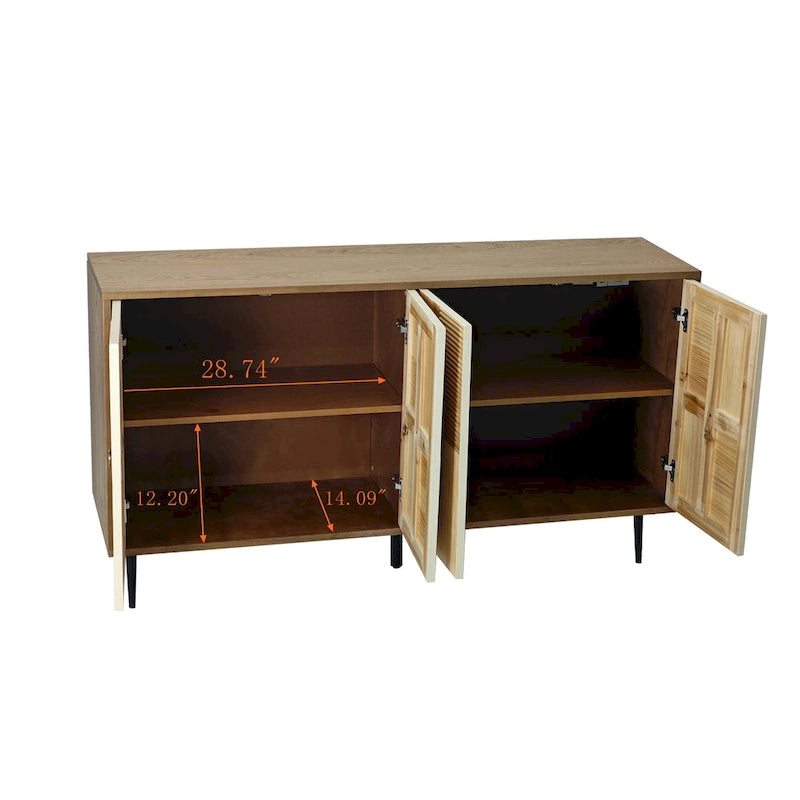 Armoire à 4 portes avec portes décoratives à effet sculpté