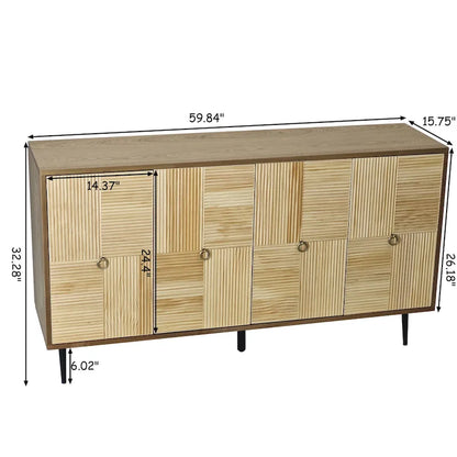 Armoire à 4 portes avec portes décoratives à effet sculpté