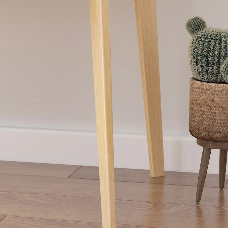 Bureau d'ordinateur Timechee en bois beige, bureau d'écriture de 47 pouces avec 2 tiroirs