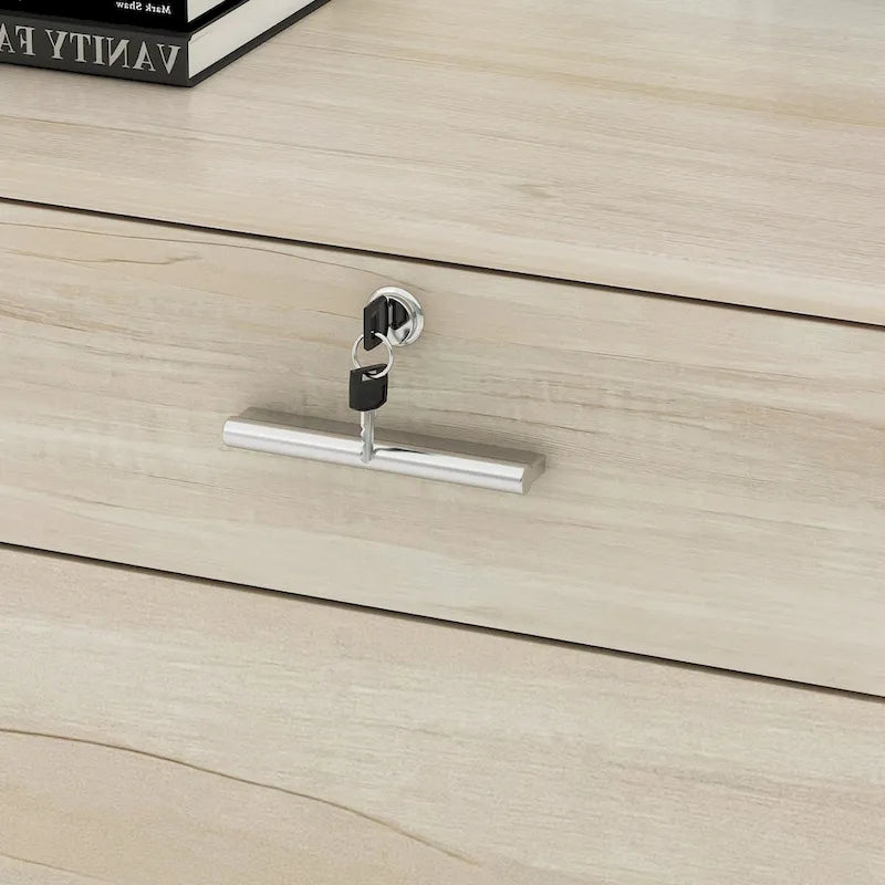 Comptoir de réception Timechee avec rangement verrouillable, texture bois