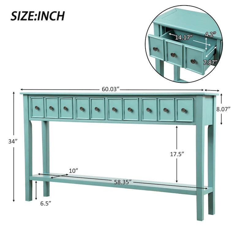 Console d'entrée longue rustique à 4 tiroirs Harper &amp; Bright Designs