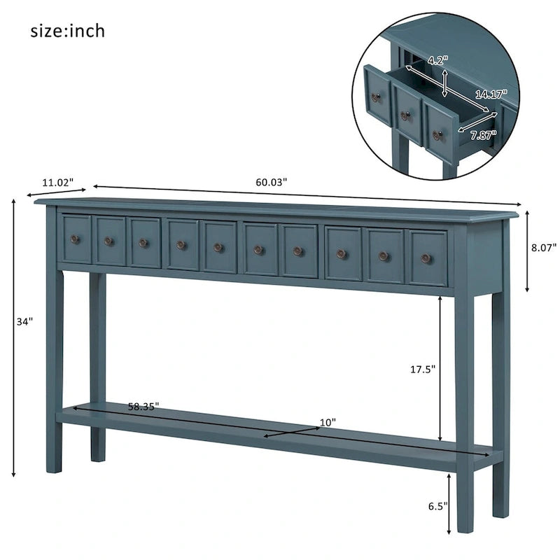 Console d'entrée longue rustique à 4 tiroirs Harper &amp; Bright Designs