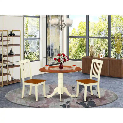 East West Furniture Dining Room Furniture Set- a Round Dining Table and Wood Seat Chairs, Buttermilk & Cherry (Pieces Options)