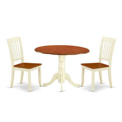 Ensemble de salle à manger East West Furniture : table ronde et chaises à assise en bois, coloris babeurre et cerisier (composition au choix).