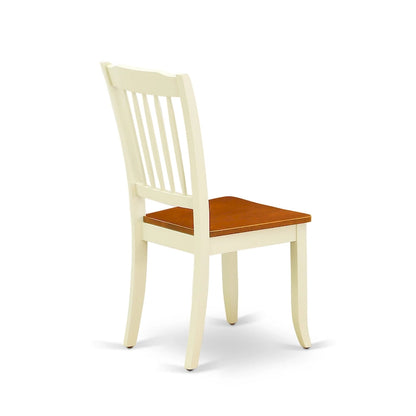 Ensemble de salle à manger East West Furniture : table ronde et chaises à assise en bois, coloris babeurre et cerisier (composition au choix).