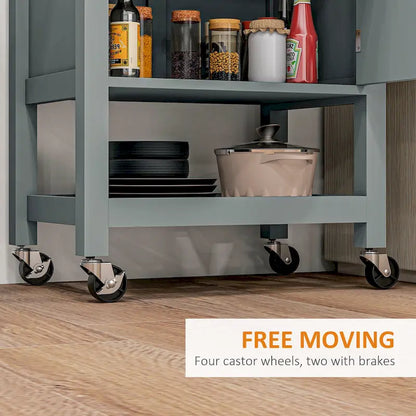 Chariot de cuisine utilitaire HOMCOM, îlot de cuisine roulant avec plateau lisse en bois d'hévéa, surface étroite de type bloc de boucher sur roulettes