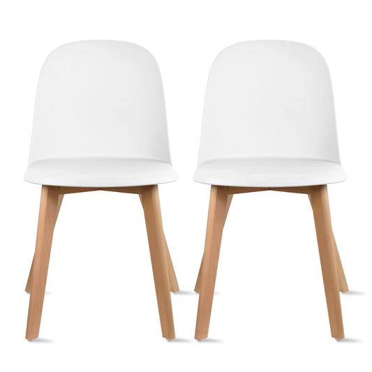 Set of 2 Dining Side Chair with Back Armless Plastic Seat Wooden Legs Kitchen Desk Task Computer