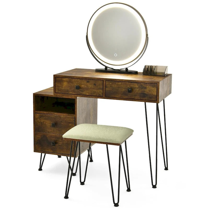 Coiffeuse moderne avec armoire de rangement - 31,5 x 16 x 30 (L x l x H)