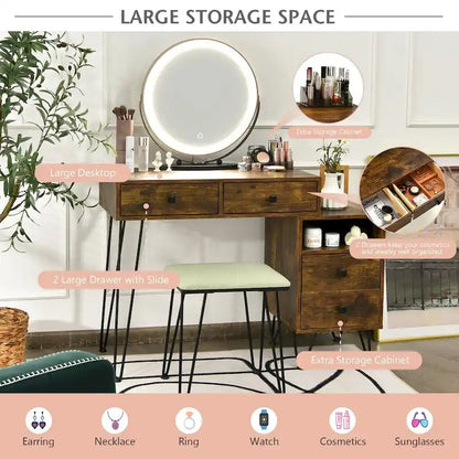 Coiffeuse moderne avec armoire de rangement - 31,5 x 16 x 30 (L x l x H)