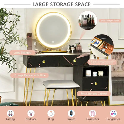 Coiffeuse moderne avec armoire de rangement - 31,5 x 16 x 30 (L x l x H)