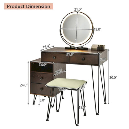 Coiffeuse moderne avec armoire de rangement - 31,5 x 16 x 30 (L x l x H)