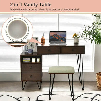 Coiffeuse moderne avec armoire de rangement - 31,5 x 16 x 30 (L x l x H)