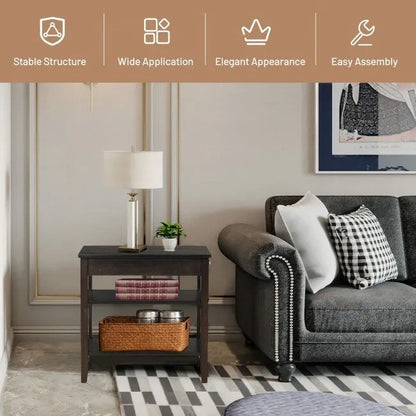 Table d'appoint gain de place avec tiroir et étagères de rangement ouvertes à 2 niveaux