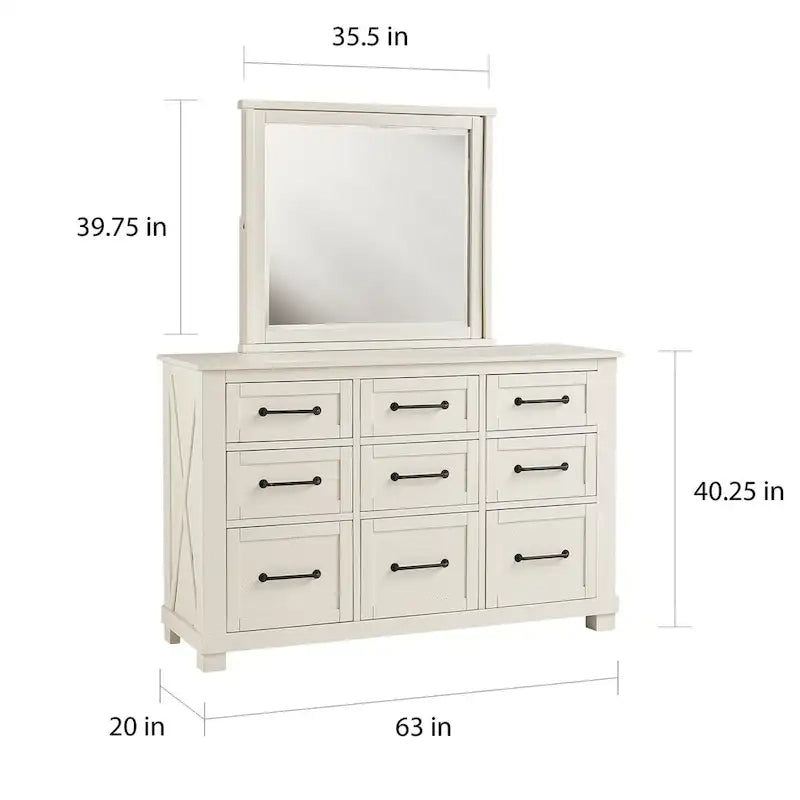 Collection de chambre à coucher Simply Solid Shanna en bois massif, 6 pièces avec rangement