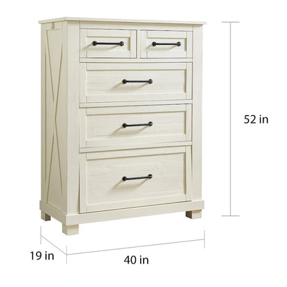 Collection de chambre à coucher Simply Solid Shanna en bois massif, 6 pièces avec rangement
