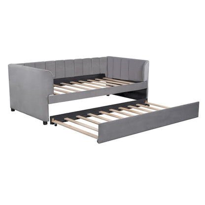 Lit de jour rembourré deux places avec dossier ergonomique et lit gigogne