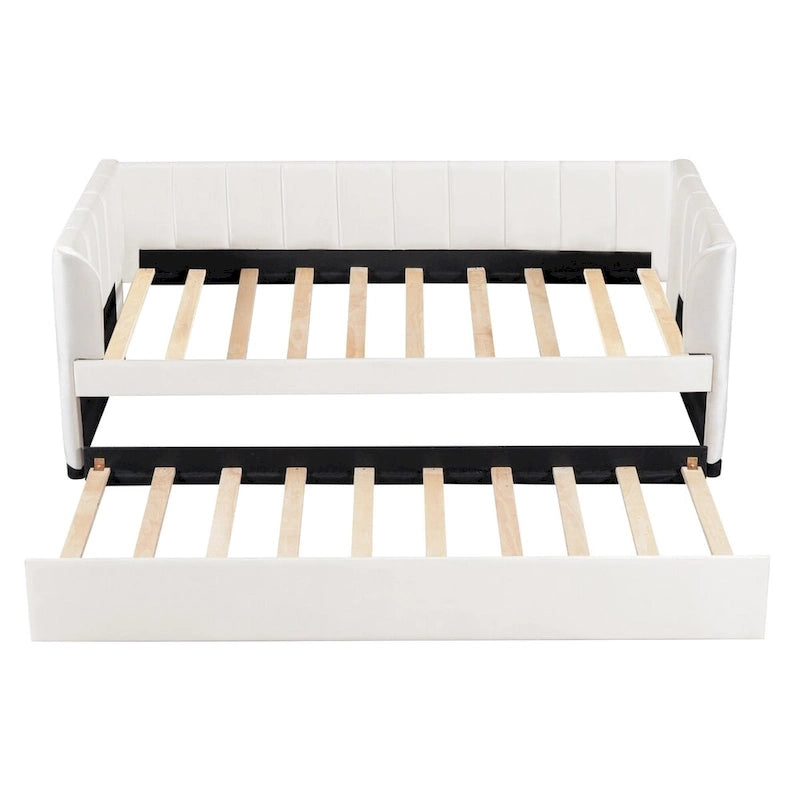 Lit de jour rembourré deux places avec dossier ergonomique et lit gigogne