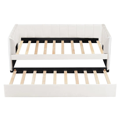 Lit de jour rembourré deux places avec dossier ergonomique et lit gigogne