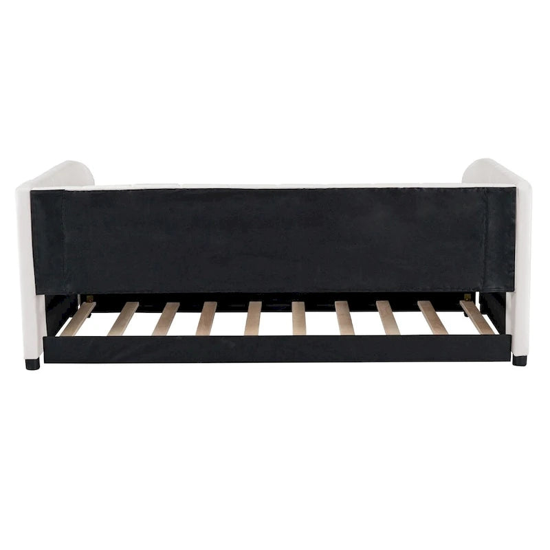 Lit de jour rembourré deux places avec dossier ergonomique et lit gigogne