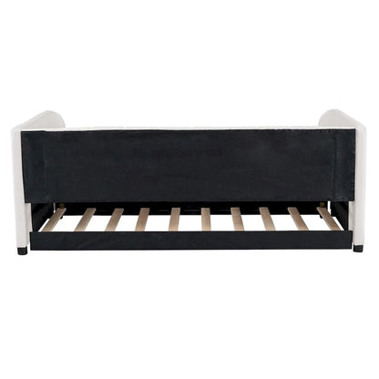 Lit de jour rembourré deux places avec dossier ergonomique et lit gigogne