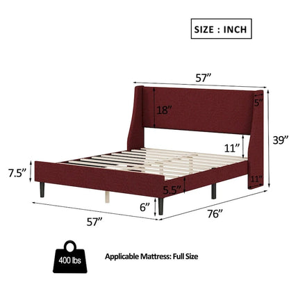 Cadre de lit double, cadre de lit rembourré, plateforme