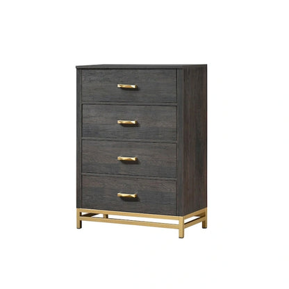 Ensemble de chambre à coucher Wedro 6 pièces à panneaux rustiques marron foncé