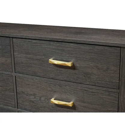 Ensemble de chambre à coucher Wedro 6 pièces à panneaux rustiques marron foncé