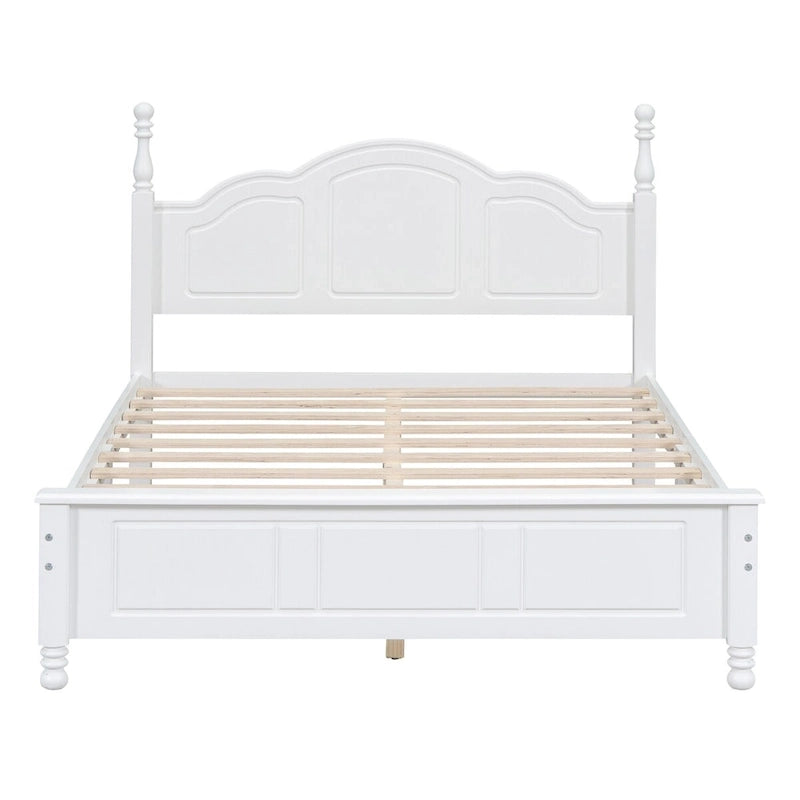 Cadre de lit plateforme, lit plateforme de style rétro avec support à lattes en pin,