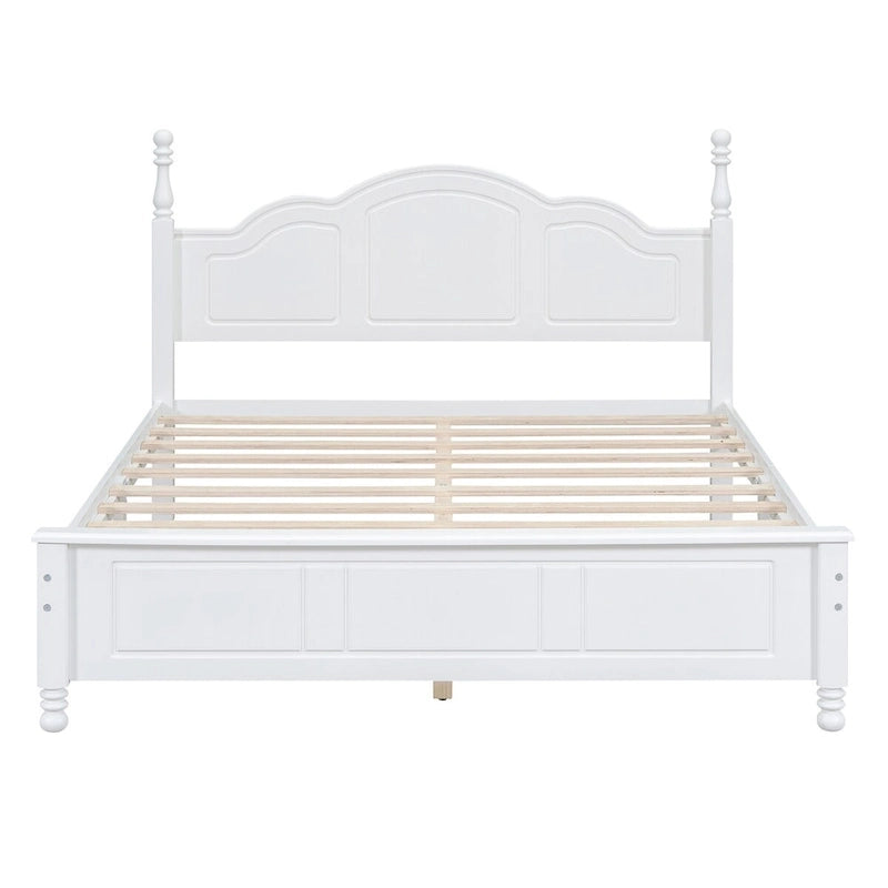 Cadre de lit plateforme, lit plateforme de style rétro avec support à lattes en pin,