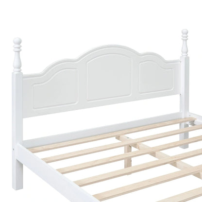 Cadre de lit plateforme, lit plateforme de style rétro avec support à lattes en pin,