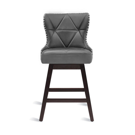 LUE BONA 26 in. Modern Faux Leather and Fabric Upholstered Swivel Bar Stool with Wood Frame for Island and Home Bar