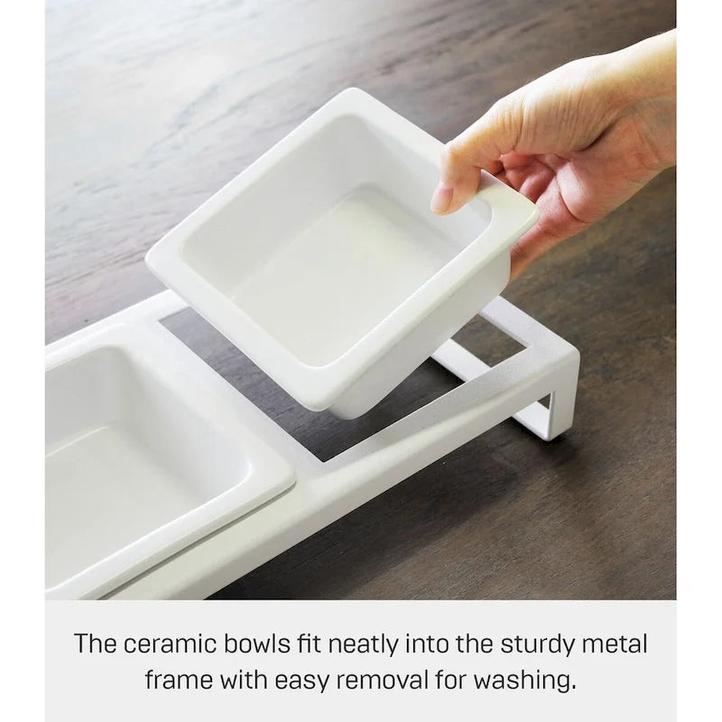 Gamelle Yamazaki Home pour animaux de compagnie - Deux modèles, acier et céramique, haute, 300 ml par gamelle