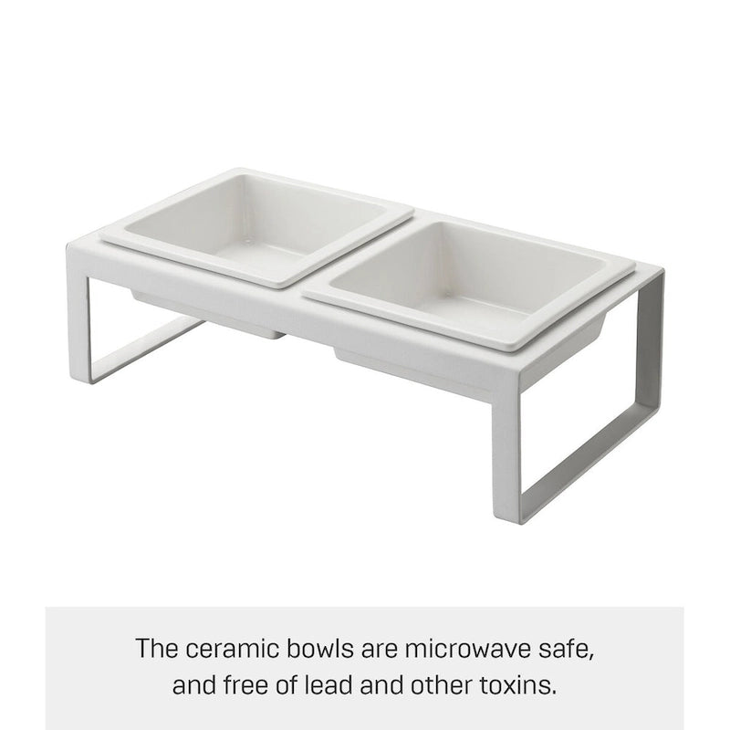 Gamelle Yamazaki Home pour animaux de compagnie - Deux modèles, acier et céramique, haute, 300 ml par gamelle