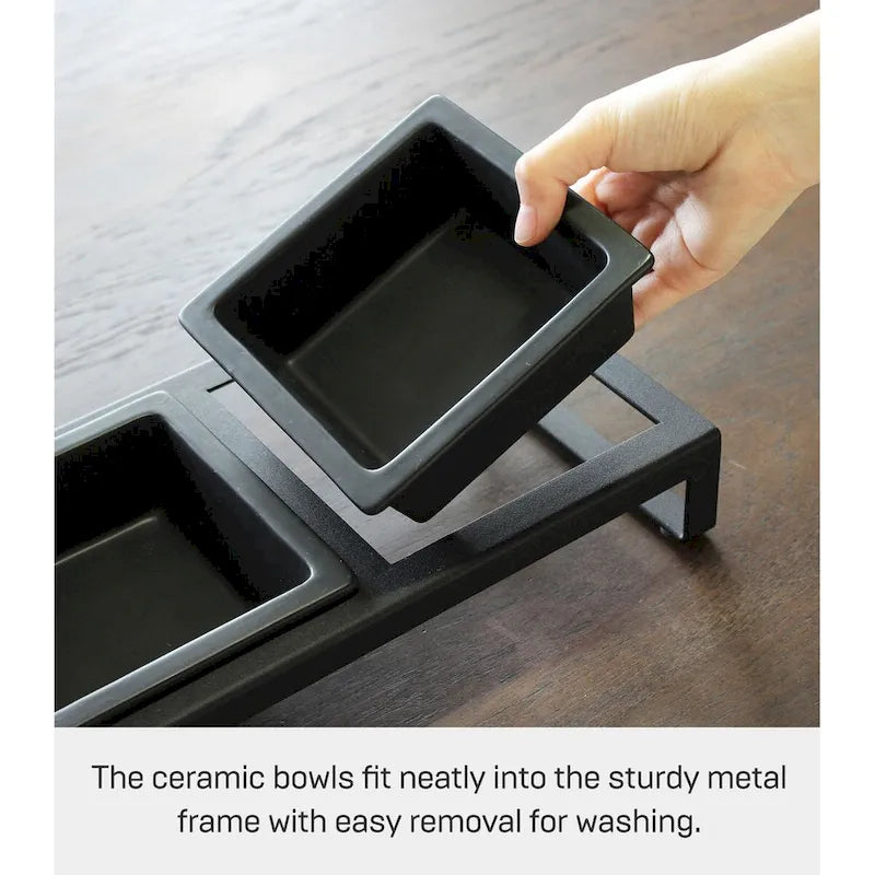 Gamelle Yamazaki Home pour animaux de compagnie - Deux modèles, acier et céramique, haute, 300 ml par gamelle